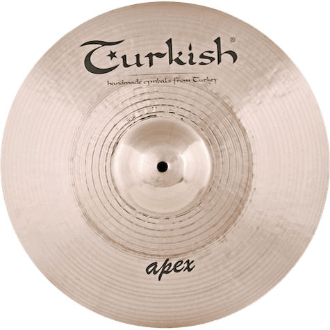 Handgehämmertes Becken der Apex-Serie von Turkish Cymbals mit polierter Mitte und stark ausgeprägter Glocke.