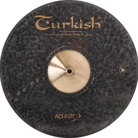 Ad Astra-Becken von Turkish Cymbals mit dunkler Textur, handgehämmert und für Rock, Funk, Fusion und Progressive-Musik geeignet.