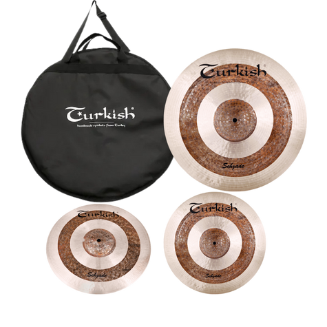 Sehzade Set 1 – 14 Hi-Hat, 16 Crash, 20 Ride & Softcase. Vielseitige B20-Becken mit warmem, erdigem Klangcharakter.
