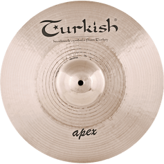 Handgehämmertes Becken der Apex-Serie von Turkish Cymbals mit polierter Mitte und stark ausgeprägter Glocke.