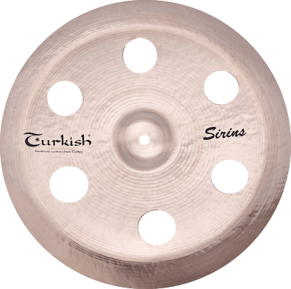 Sirius China Holey– Dünnes Effektbecken mit kurzen, explosiven Sounds. Perfekt für aggressive Akzente in Rock, Jungle & Progressive.
