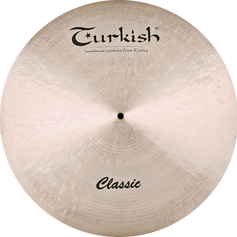 Turkish Cymbals Classic Ride – tiszta, vágó kupola meleg, sötét hangzással és azonnali pálcaválasszal.