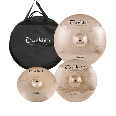 Moderate Set – Pratos B20 feitos à mão com Finish brilhante. Para bateristas versáteis e um som dinâmico e equilibrado.